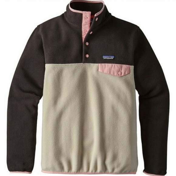 Patagonia Snap-T Synchilla fleece pullover sweater in dark brown and beige, L - Picture 8 of 8